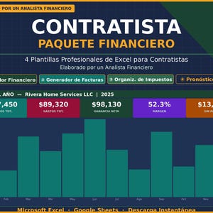 Paquete Financiero para Contratistas — 4 Plantillas Excel para Trabajadores por Cuenta Propia