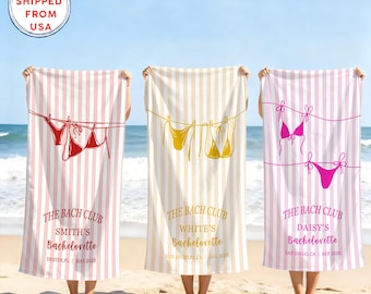 The Bach Club Beach Towel,Personalized Bachelorette Matching Pool Towel,Custom Bride Party Pool Towel,Beach Trip Gifts,Coastal Bridal shower