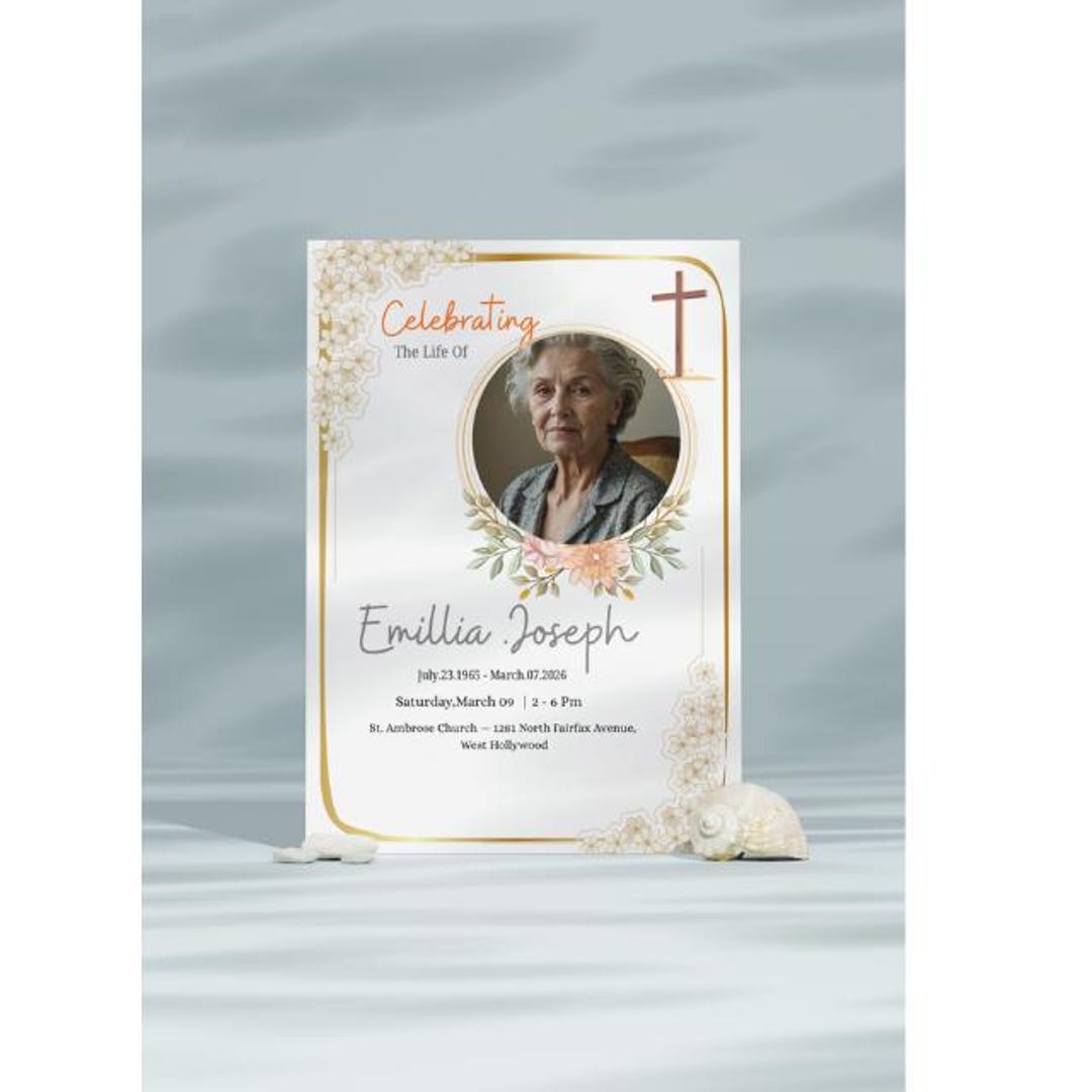 Funeral Invitation Template, Editable Canva Memorial Evite (digital ...
