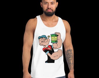 Funny Sailor Tank Top, Vintage Cartoon Gym Shirt, Retro Muscle Tank