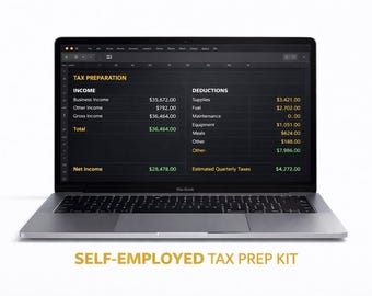 Kit de preparación de impuestos para trabajadores autónomos / Rastreador de kilometraje y gastos (formulario 1099) / Deducciones del Anexo C / Hojas de cálculo de Excel y Google