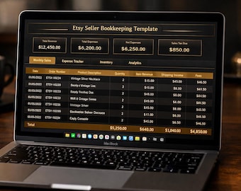 Plantilla de contabilidad para vendedores de Etsy / Hojas de cálculo de Excel y Google / Registro de ingresos y gastos / Calendario fiscal trimestral / Registro de kilometraje / Pequeñas empresas