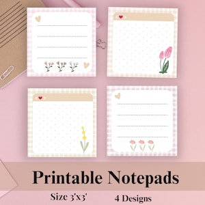 Pastellblommigt minimalistiskt anteckningsblockspaket – utskrivbar digital planerare, att-göra-lista, dagliga anteckningar