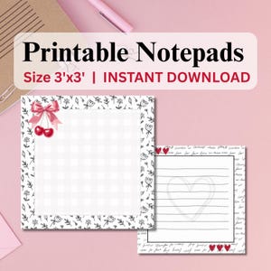 Vintage Cherry Floral Notizblock Set | Cottagecore Briefpapier ( PDF + PNG )
