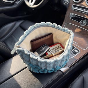 Personalized Car Console Organizer, Custom Bubble Pouch, New Driver Gift, Sweet 16 Present, Chenille Name Emergency Kit, Road Trip Bag