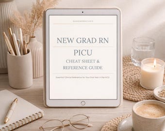 New Grad Rn PICU Nachschlagewerk | 30-seitiger Spickzettel für die pädiatrische Intensivpflege | PDF-Download