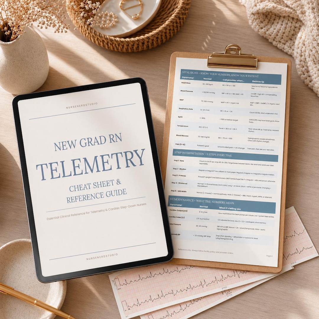 New Grad RN Telemetry Cheat Sheet & Reference Guide | Cardiac Nursing ...