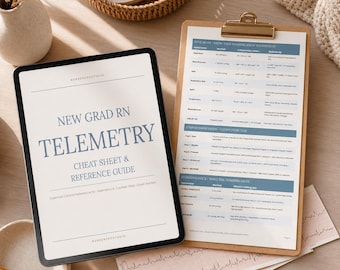 New Grad RN Telemetry Spickzettel & Referenzanleitung | Cardiac Nursing Studienführer | Tele Nurse PDF