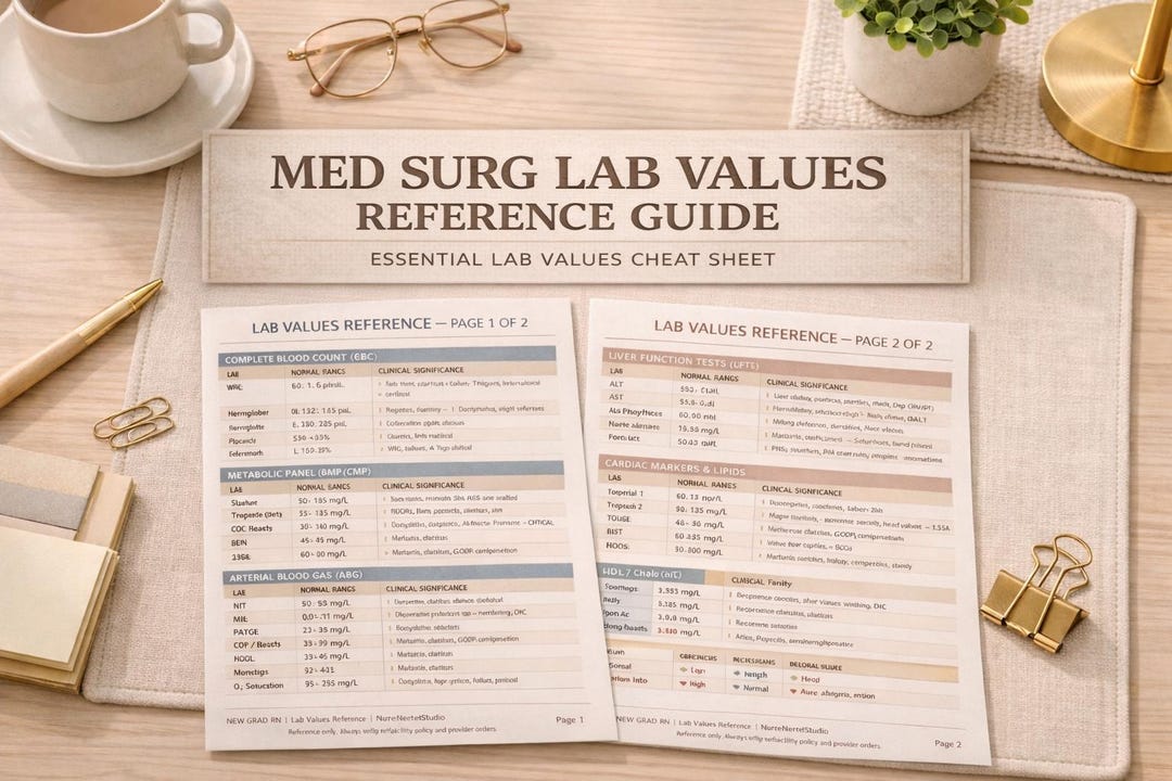 Med Surg Lab Values Reference Guide (digital Download) - Etsy