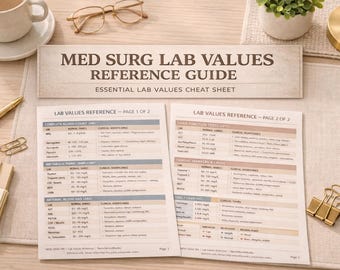 Med Surg Lab Werte Referenzleitfaden (Digitaler Download)