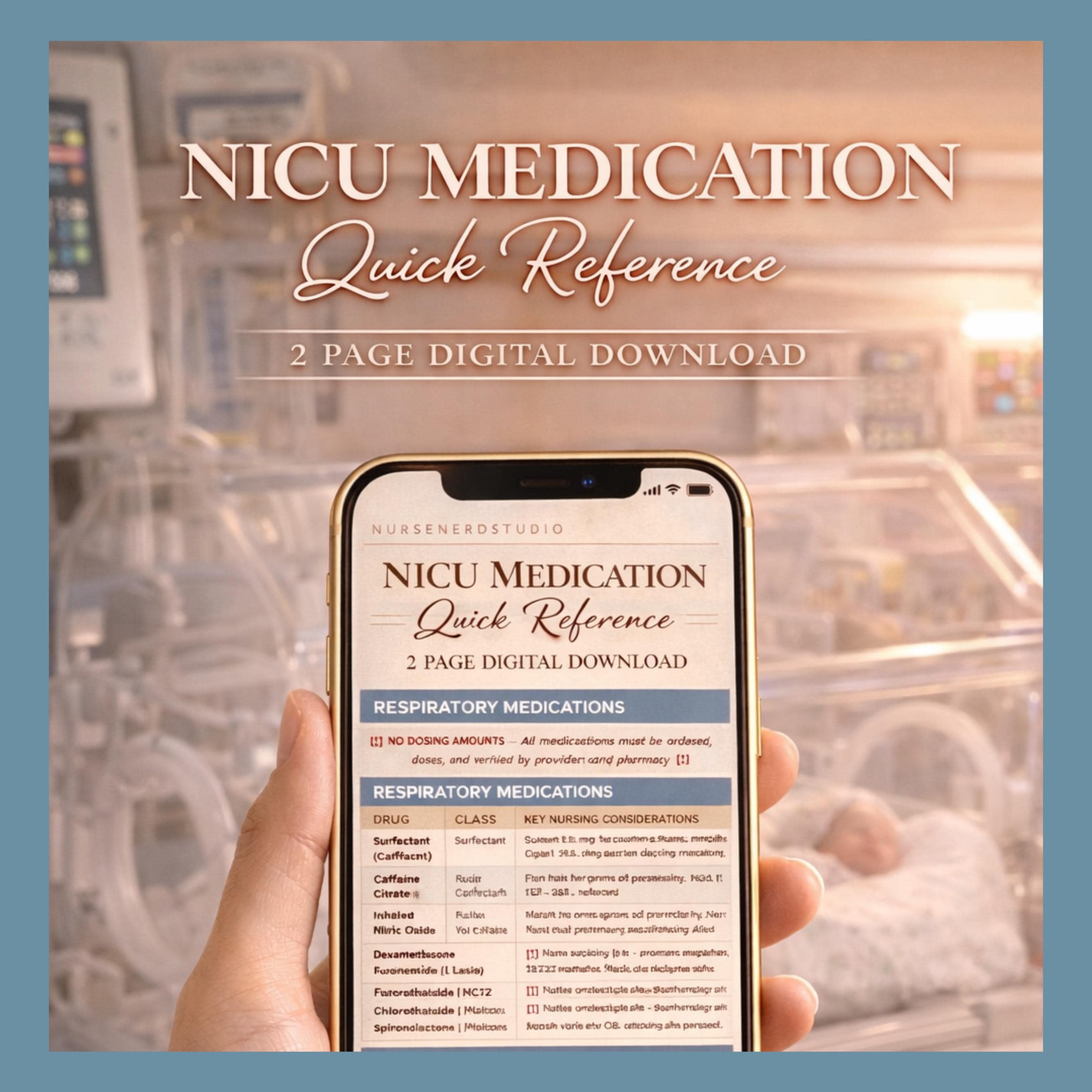 NICU Medication Quick Reference | Nurse Cheat Sheet | Printable NICU ...