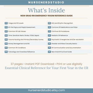 New Grad RN Emergency Room Reference Guide | 37-Page ER Nursing Cheat Sheet | PDF Download image 3