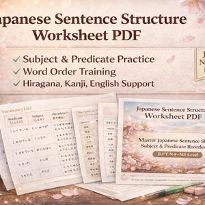 Japanese Sentence Structure Practice | Subject Predicate Word Order (PDF Download)