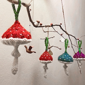 Happy Fungi Amanita Mushroom Decoration/Garland KNITTING PATTERN