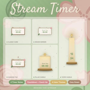 Cozy Green Stream Timer | Animated Stream Overlay for OBS & StreamElements