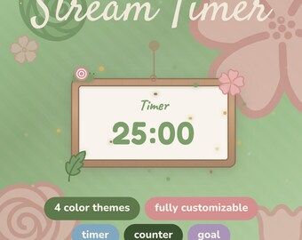 Cozy Green Stream Timer Hanging Tag | Animated Stream Overlay for Twitch OBS | StreamElements