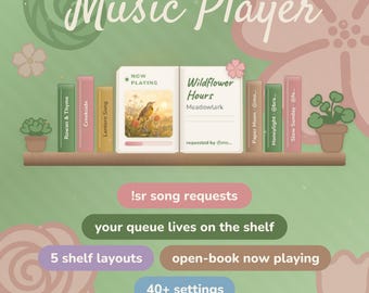 Cozy Green Books Music Player | Animated Stream Overlay for OBS & StreamElements