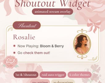 Coquette Shoutout Widget | Animated Stream Overlay for Twitch OBS | StreamElements
