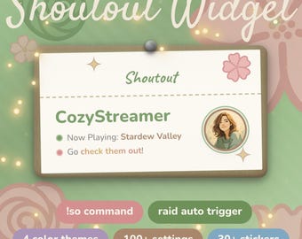 Cozy Green Shoutout Garden Notice | Animated Stream Overlay for Twitch OBS | StreamElements