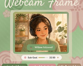 Cozy Green Webcam Frame | Animated Stream Overlay for OBS & StreamElements