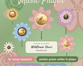 Cozy Green Flower Music Player | Animated Stream Overlay for OBS & StreamElements