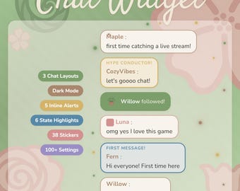 Cozy Green Chat Widget | Animated Stream Overlay for OBS & StreamElements