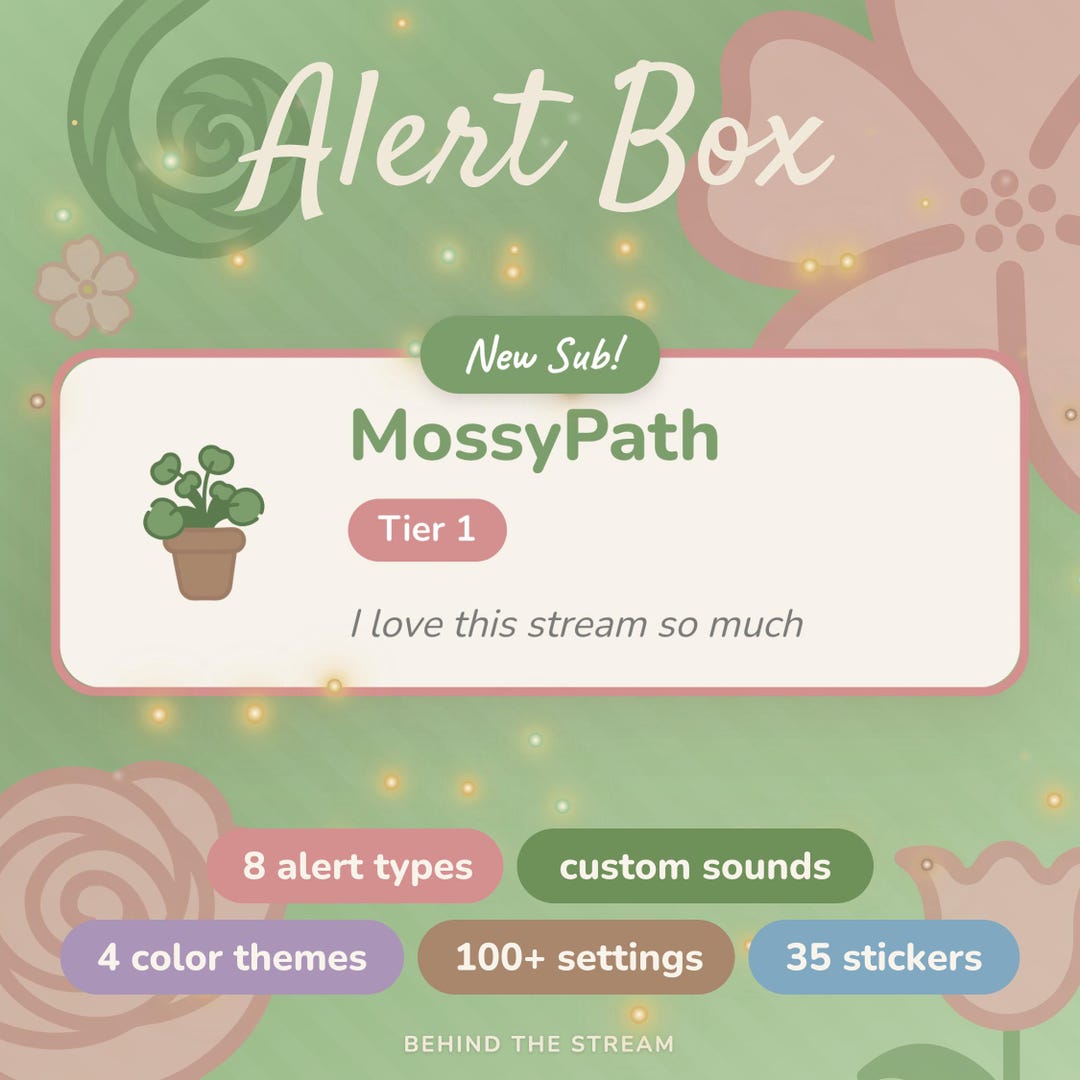 Cozy Green Alert Box | Animated Stream Overlay for Twitch OBS ...