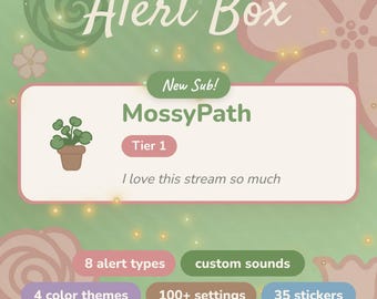 Cozy Green Alert Box | Animated Stream Overlay for Twitch OBS | StreamElements