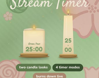 Cozy Green Stream Timer Candles | Animated Stream Overlay for Twitch OBS | StreamElements