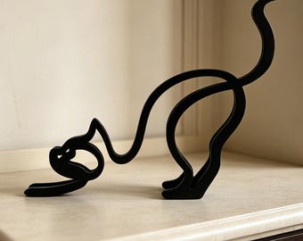 Decorative items decoration, Resting Kitty Silhouette, Home décor ornaments, Statue Wire Framed Style
