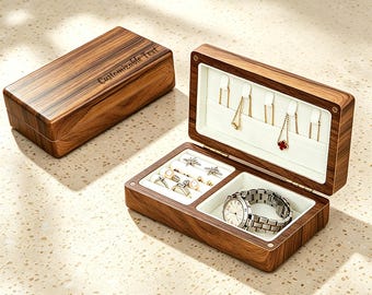Custom Engraved Wooden Jewelry Box | Personalized Keepsake Organizer | Birthday Gift for Her