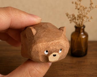 Desk and Shelf Decor, Handmade Wood Bear Figurine, Minimalist Scandinavian Decor