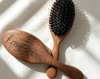 Custom Engraved Wooden Hair Brush, Engraved Name Hair Brush, Personalized Boar Bristle Hair Brush, Bridesmaid Gift, Wedding Gifts