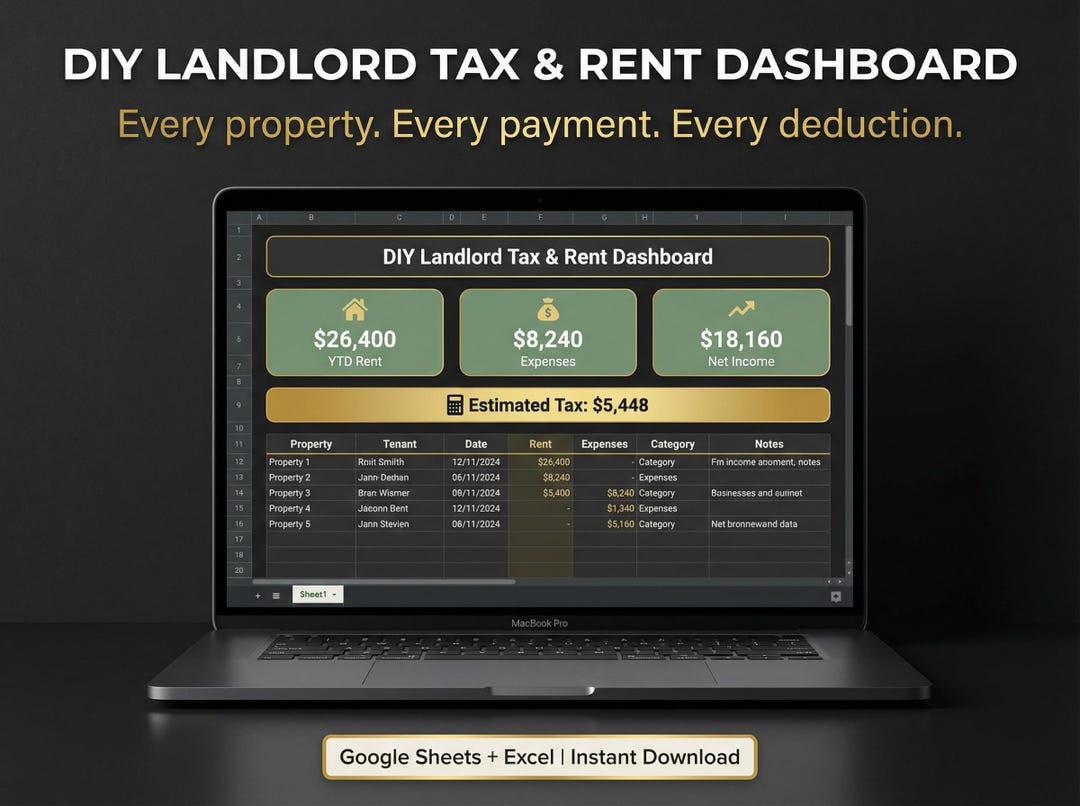 DIY Landlord Rent | Tax Dashboard | Rental Income, Expense & Schedule E ...