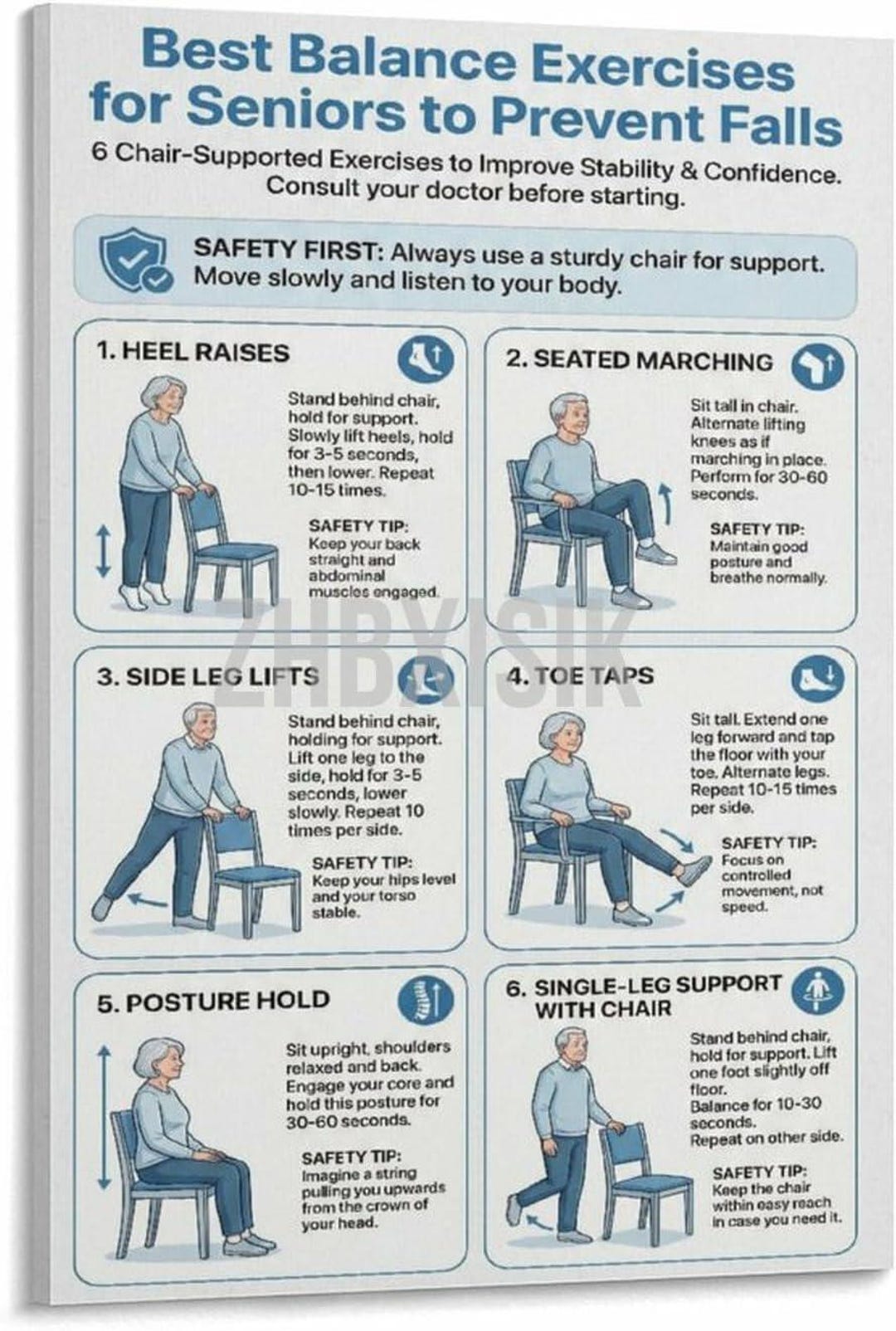 Best Chair Balance Exercises for Seniors Poster – Prevent Falls ...