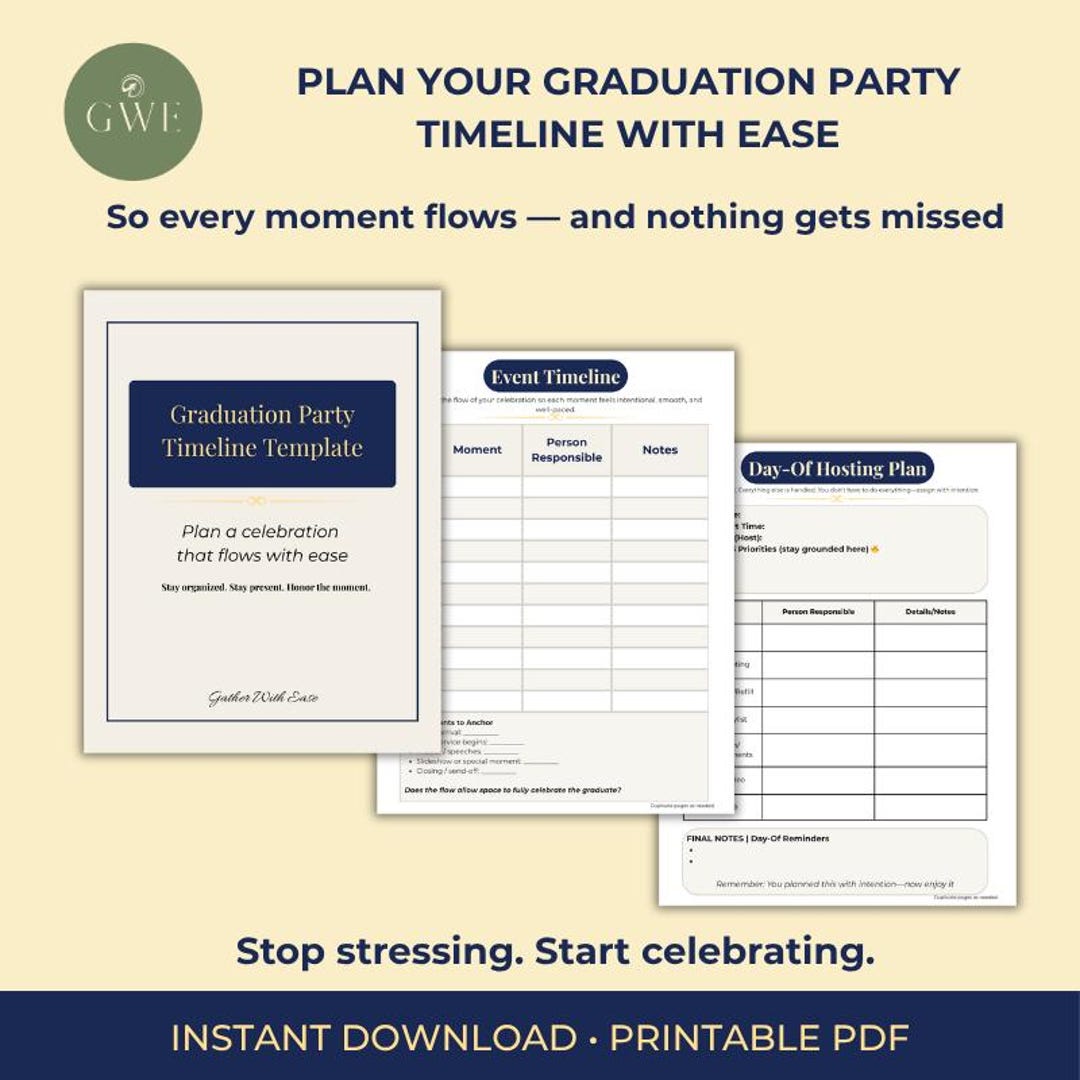 Graduation Party Timeline Template | Day-of Hosting Plan | Printable ...