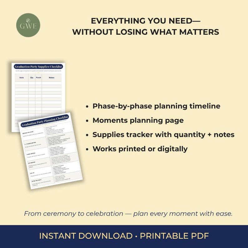 Grad Photo Session Checklist Graduation Party Checklist Printable | Grad Party Planner PDF ...