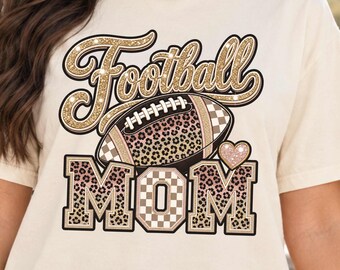Football Mom Shirt, Leopard Print Game Day Tee, Comfort Colors Football Mama Gift