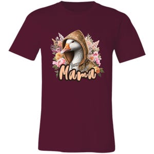 Shirt mama eend, shirt schattig moeder, grappig moedercadeau, Moederdagshirt, T-shirt met bloemen eend, cadeau voor moeder, shirt esthetische moeder, grafisch boetiek Maroon