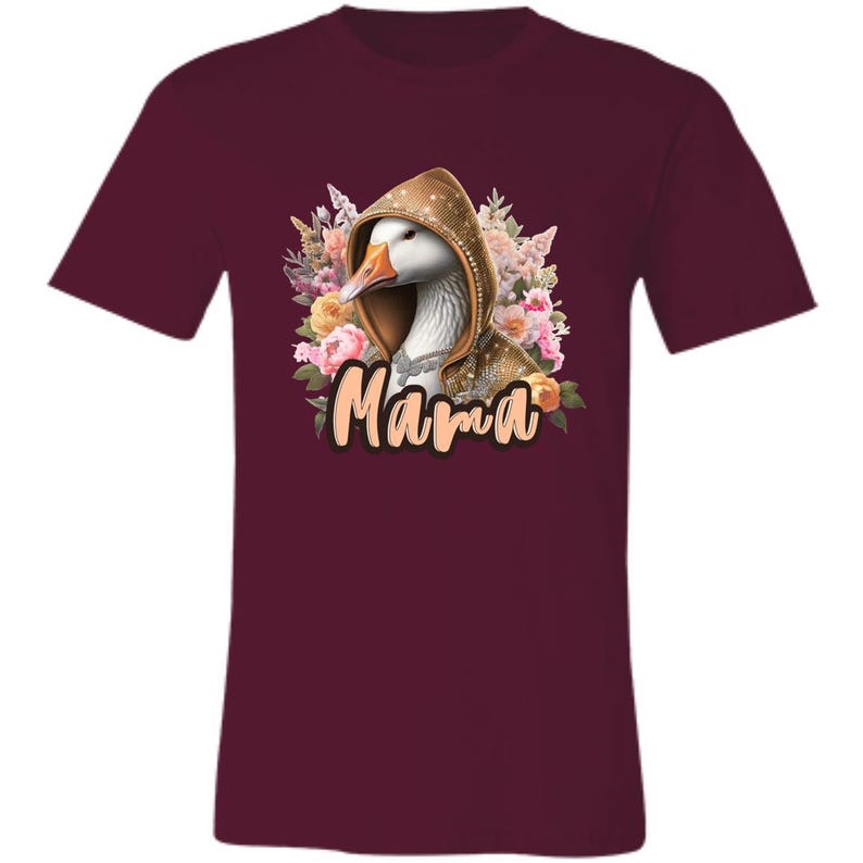 Shirt mama eend, shirt schattig moeder, grappig moedercadeau, Moederdagshirt, T-shirt met bloemen eend, cadeau voor moeder, shirt esthetische moeder, grafisch boetiek Maroon