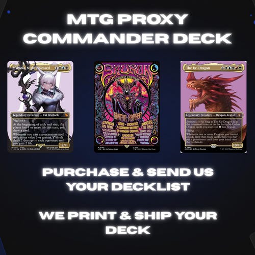 Deck Proxy de Commander com 100 Cartas de MTG | Deck Personalizado a partir da Sua Lista de Decks