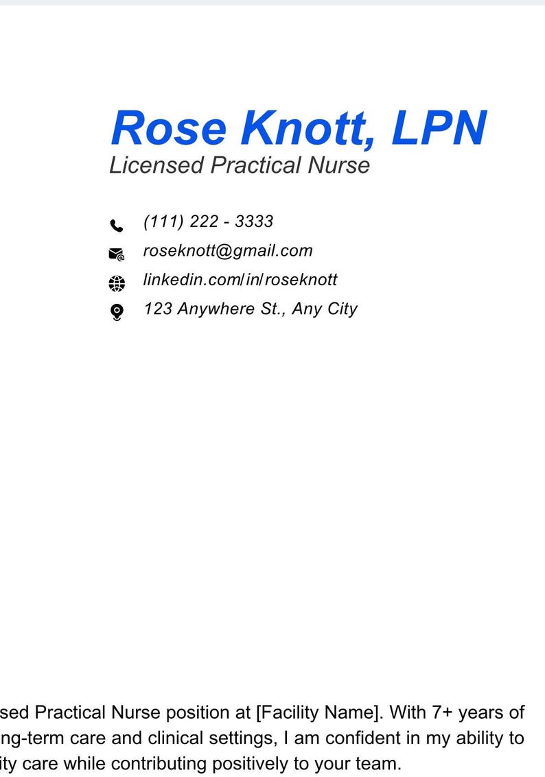 Lpn Roses LPN Resume Cover Letter Bundle | Licensed Practical Nurse Templates ...