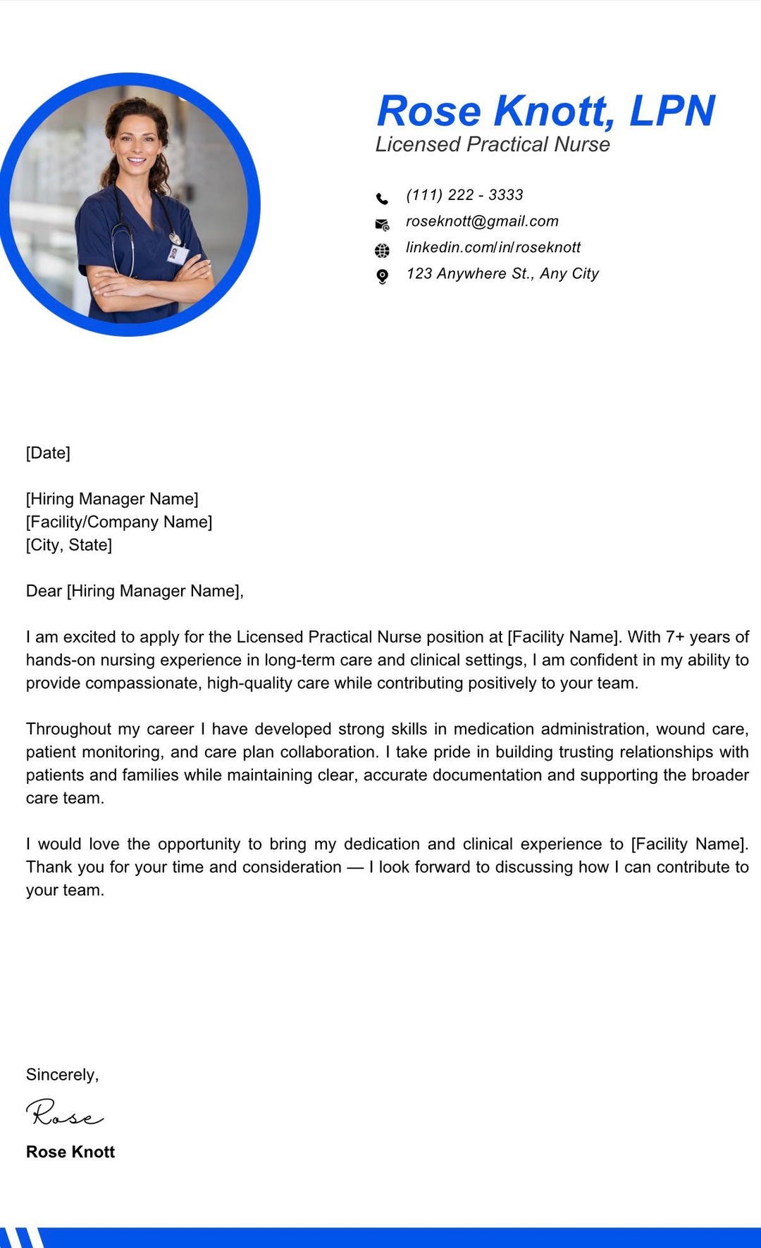 LPN Resume Cover Letter Bundle | Licensed Practical Nurse Templates ...