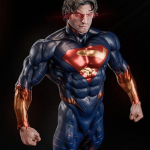 Absolut övermänsklig fanart STL-staty + byst | Skala 1/6 | Stålmannen svävar över klippbas | Ladda ner 3D STL-utskriftsmodellfil