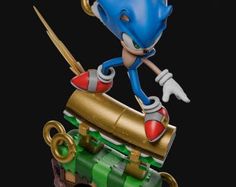 Sonic STL File | Fast Blue Hero Statue | 3D Printable Collectible Figure | Pre-Supported Resin Model | Retro Game Character STL
