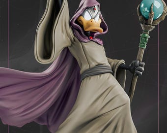 Wizard Duck 3D Print STL File – Fantasy Sorcerer Cartoon Statue with Pre-Supported Files | Magical Collectible Model