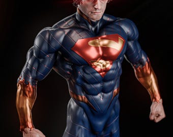 Absolute Superhuman Fanart STL Statue + Bust | 1/6 Scale | Man of Steel Floating over Rock Base | 3D STL Print File Model Download