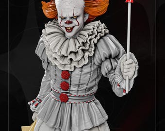 Horror 3d staute - Pennywise | Wicked Clown Horror STL Statue | 3D Print Model |Digital STL File | Halloween Statue Stl