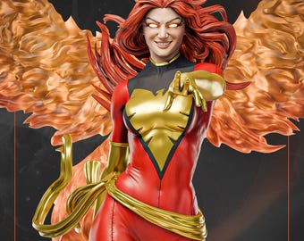cosmic energy of Jean Grey STL File | 1/6 Scale Fantasy Female Statue | Pre-Supported 3D Print Model | Collector Resin Figure Download