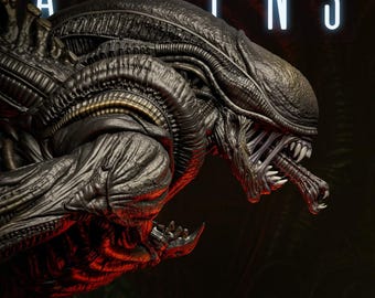 Monster Model Xenomorph Alien 1:6 Bust STL | Horror Sci-Fi Creature 3D Print File | Pre-Supported Model for Resin Printing | STL FILE